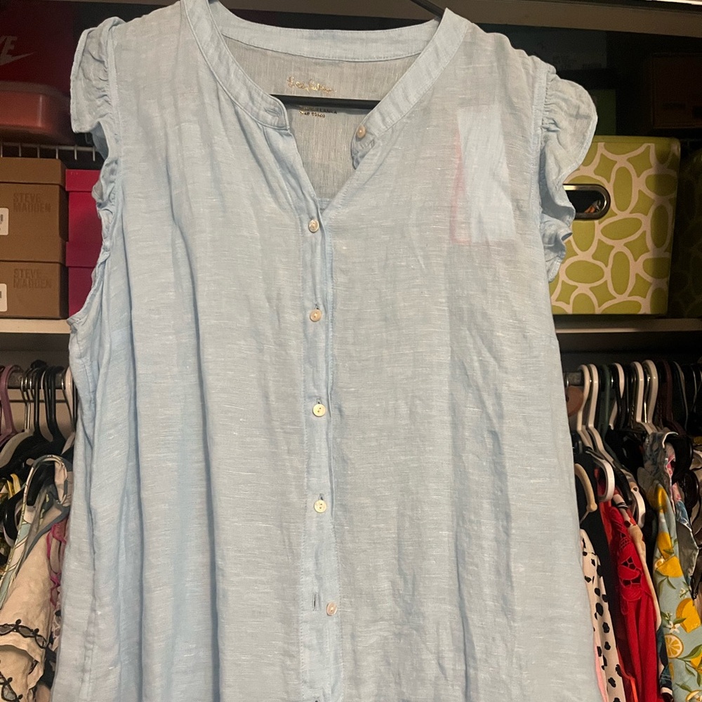 NWT Lilly Pulitzer pale blue linen top